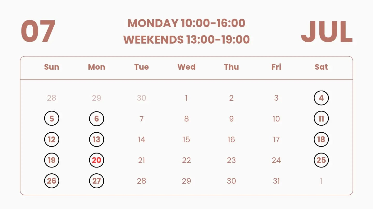SCHEDULE FOR JULY🌻